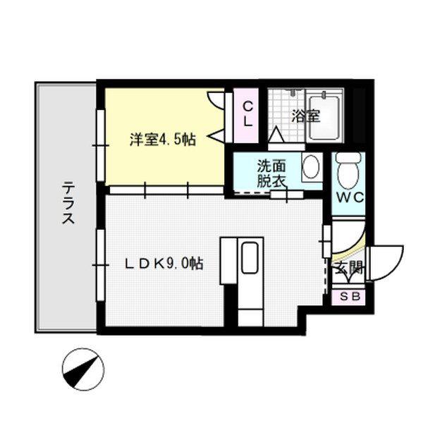 703HOUSEウエスト大濠(1LDK/1階)の間取り写真