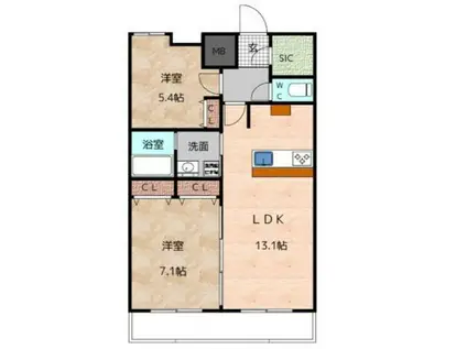 CERESDAIMON(2LDK/13階)の間取り写真