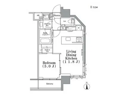 パークハビオ飯田橋(1LDK/2階)の間取り写真