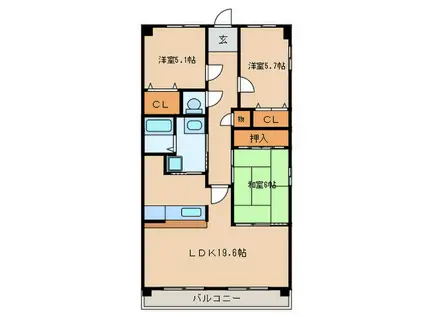 ガーデンヒルズ光(3LDK/4階)の間取り写真