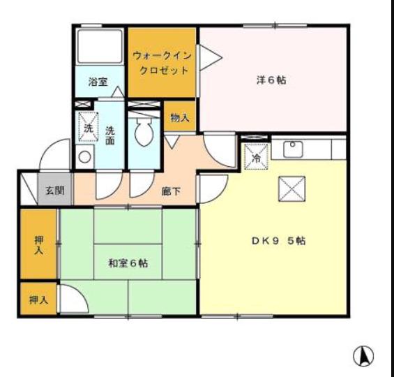 セジュール小森野IIA棟(2DK/1階)の間取り写真