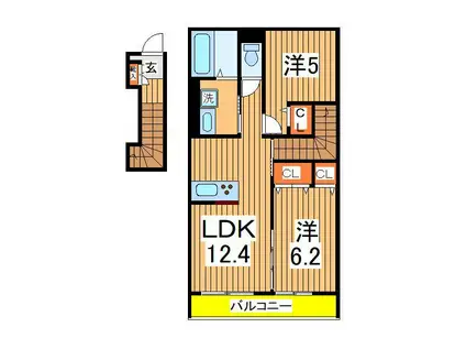 セルティスⅡ(2LDK/2階)の間取り写真