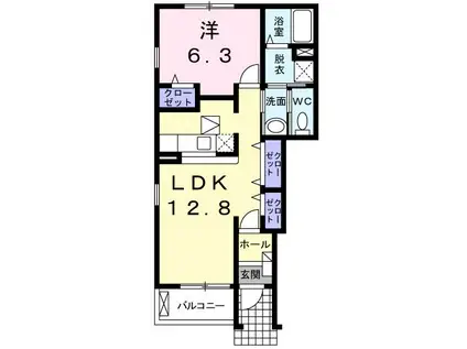 プロスペリティー(1LDK/1階)の間取り写真