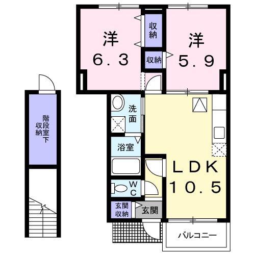 ラ・プリマベーラ(2LDK/1階)の間取り写真