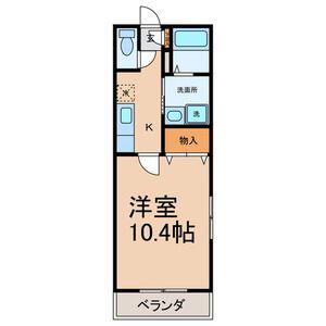 パークサイドM(1K/2階)の間取り写真