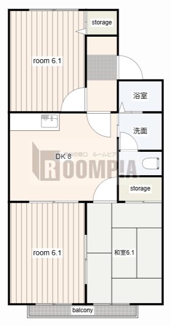 エントピア御望E(3DK/1階)の間取り写真
