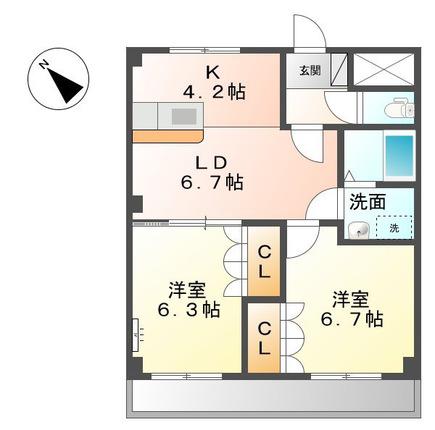 プレステージ壱番館(2LDK/1階)の間取り写真