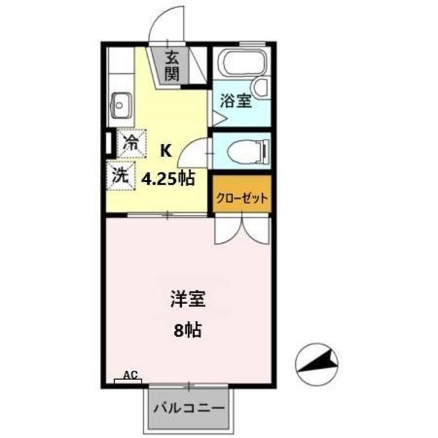 ドミール青笹A(1K/2階)の間取り写真