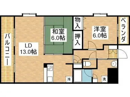 バローネ八雲(2LDK/4階)の間取り写真