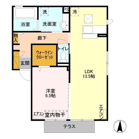 RECIENTE A(1LDK/1階)の間取り写真