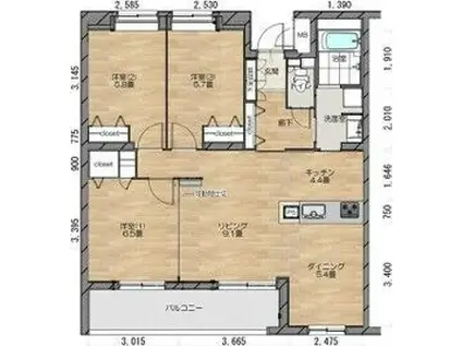 シュロス桃山台(3LDK/4階)の間取り写真
