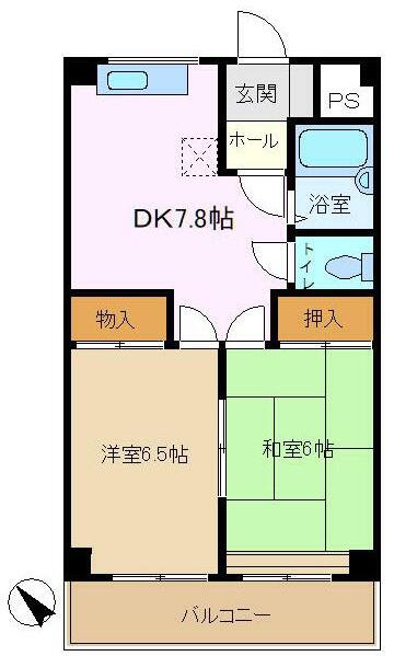 池万二ツ橋ビル(2DK/3階)の間取り写真