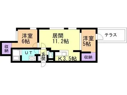 MJ発寒中央(2LDK/1階)の間取り写真