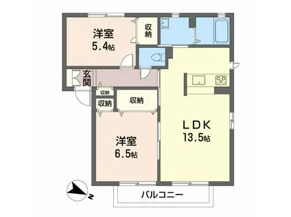 グリーンヴァレー三田(2LDK/2階)の間取り写真