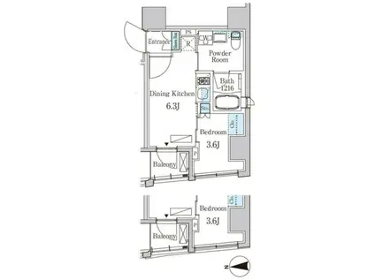 ザ・ライオンズフォーシア八丁堀(1DK/8階)の間取り写真