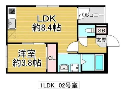 ハーモニーテラス鶴見緑地(1LDK/1階)の間取り写真
