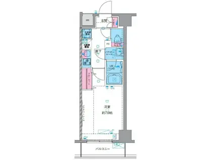 ジェノヴィア南千住Vスカイガーデン(1K/6階)の間取り写真