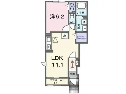 徳山アパート(1LDK/1階)の間取り写真