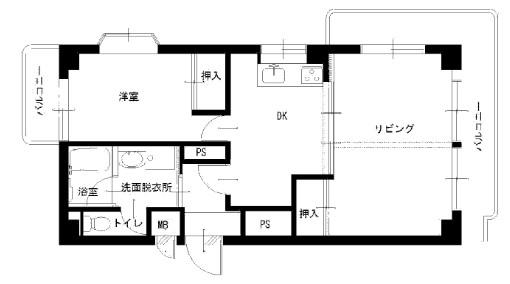 パールレジデンスII(2DK/2階)の間取り写真