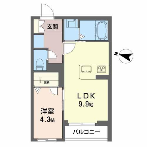 セレーノシェロ(1LDK/3階)の間取り写真