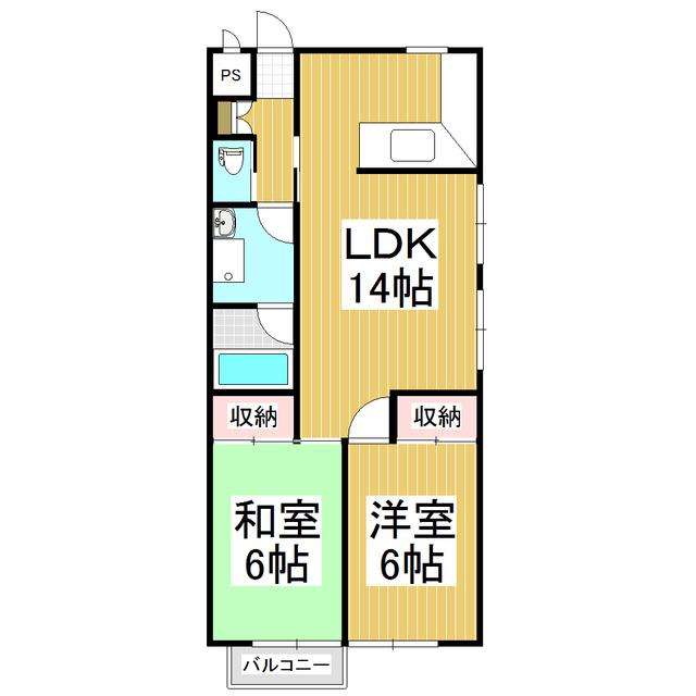 スカイラッツ五和(2LDK/3階)の間取り写真