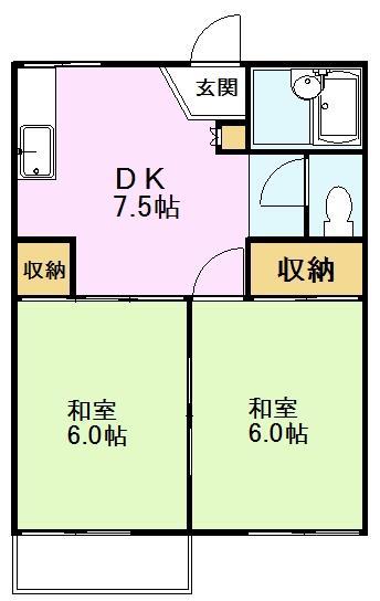 プレイス325(2DK/2階)の間取り写真