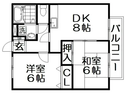 メゾンドリブランB棟(2DK/2階)の間取り写真
