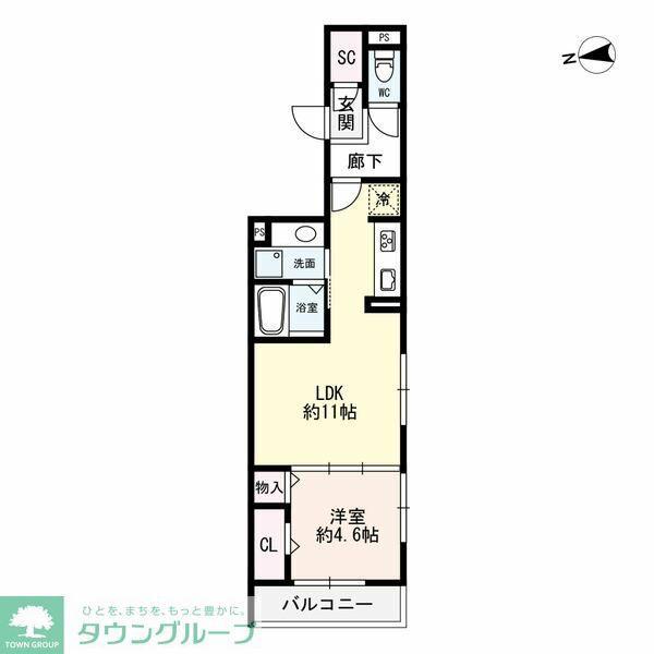 D-ROOM名駅F棟(1LDK/2階)の間取り写真