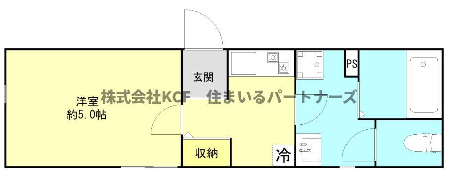 ラシックランテ上津町(1K/2階)の間取り写真