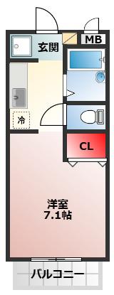 エレガンタナカ(1K/2階)の間取り写真