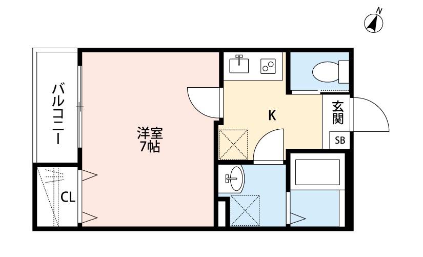 リヴィエールカメアリ(1K/3階)の間取り写真