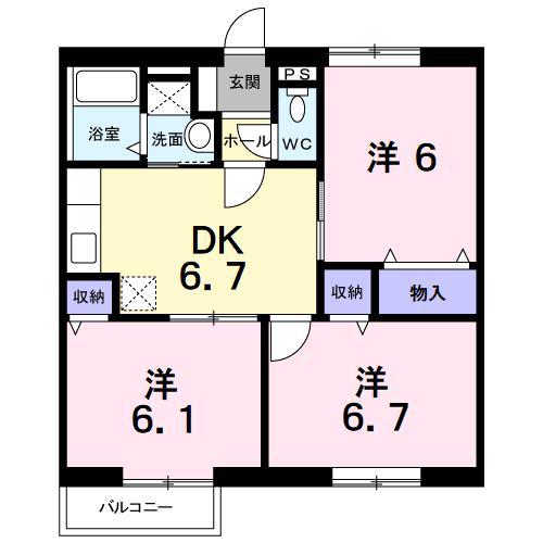 ユピテル610(3DK/2階)の間取り写真