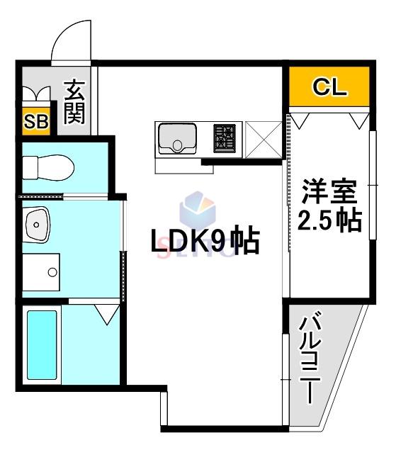 リアコート関大前II(1LDK/3階)の間取り写真