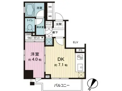 ダイナシティ神保町(1DK/9階)の間取り写真