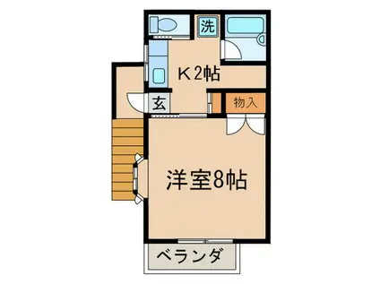 氷川台ハイツ(1K/2階)の間取り写真