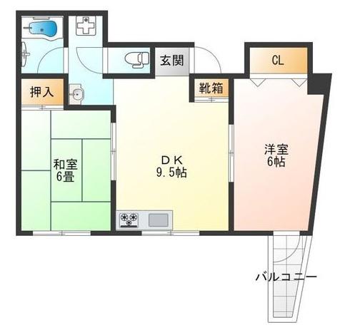 ハイアットマンションアヴィ(2LDK/9階)の間取り写真