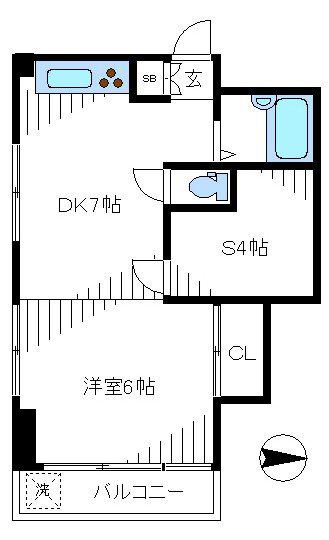 シャトー信濃(1SDK/2階)の間取り写真