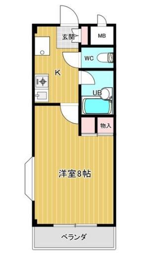 イースト TOWN K(1K/2階)の間取り写真