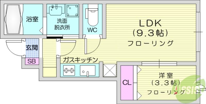SHANGRI-LA(1LDK/1階)の間取り写真