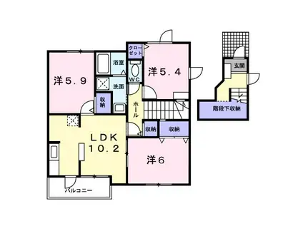 ヴィラ セレーナA(3LDK/2階)の間取り写真