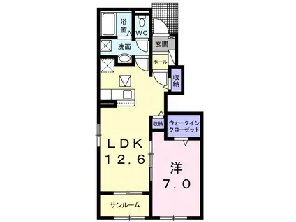 ドエル F.T.K I番館(1LDK/1階)の間取り写真