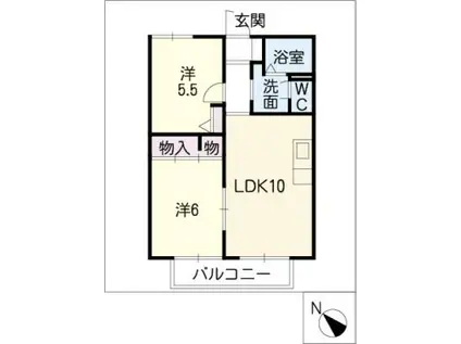 エスポアール住吉(2LDK/1階)の間取り写真