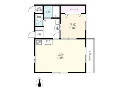TOMATOハイツ久保田(1LDK/1階)の間取り写真