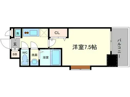 ラグゼ今里II(1K/9階)の間取り写真