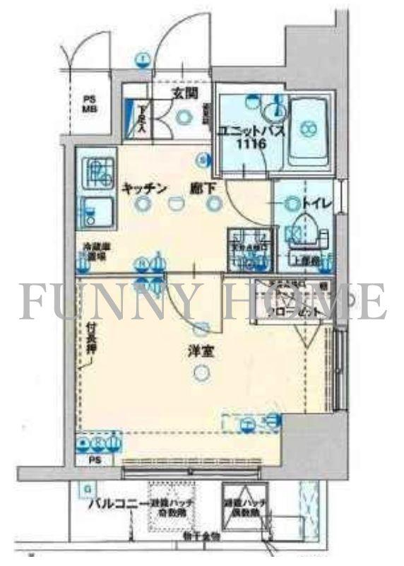 ヴェルト三軒茶屋II(1K/6階)の間取り写真
