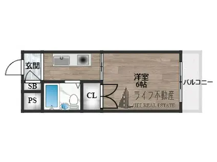 プレアール小阪II(1K/2階)の間取り写真