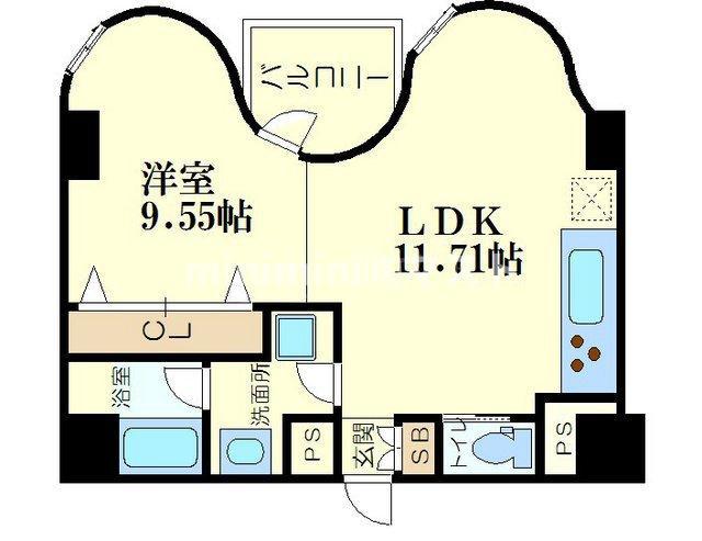 ゼウスアルファ(1LDK/8階)の間取り写真