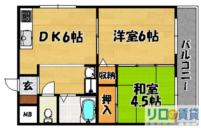 レジデンス上新庄(2DK/5階)の間取り写真
