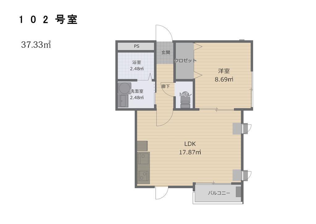 ラウレア本中山(1LDK/1階)の間取り写真