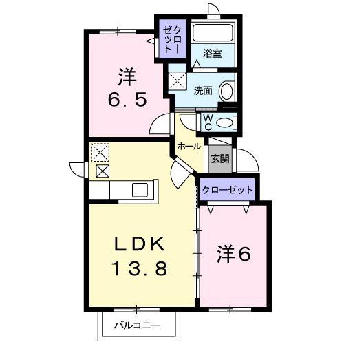 ジラソーレ III(2LDK/4階)の間取り写真